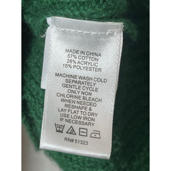 CeCe Green Ribbed Bobble Sleeve Crewneck Sweater Size 1X XL Swiss Dot - Picture 5 of 5